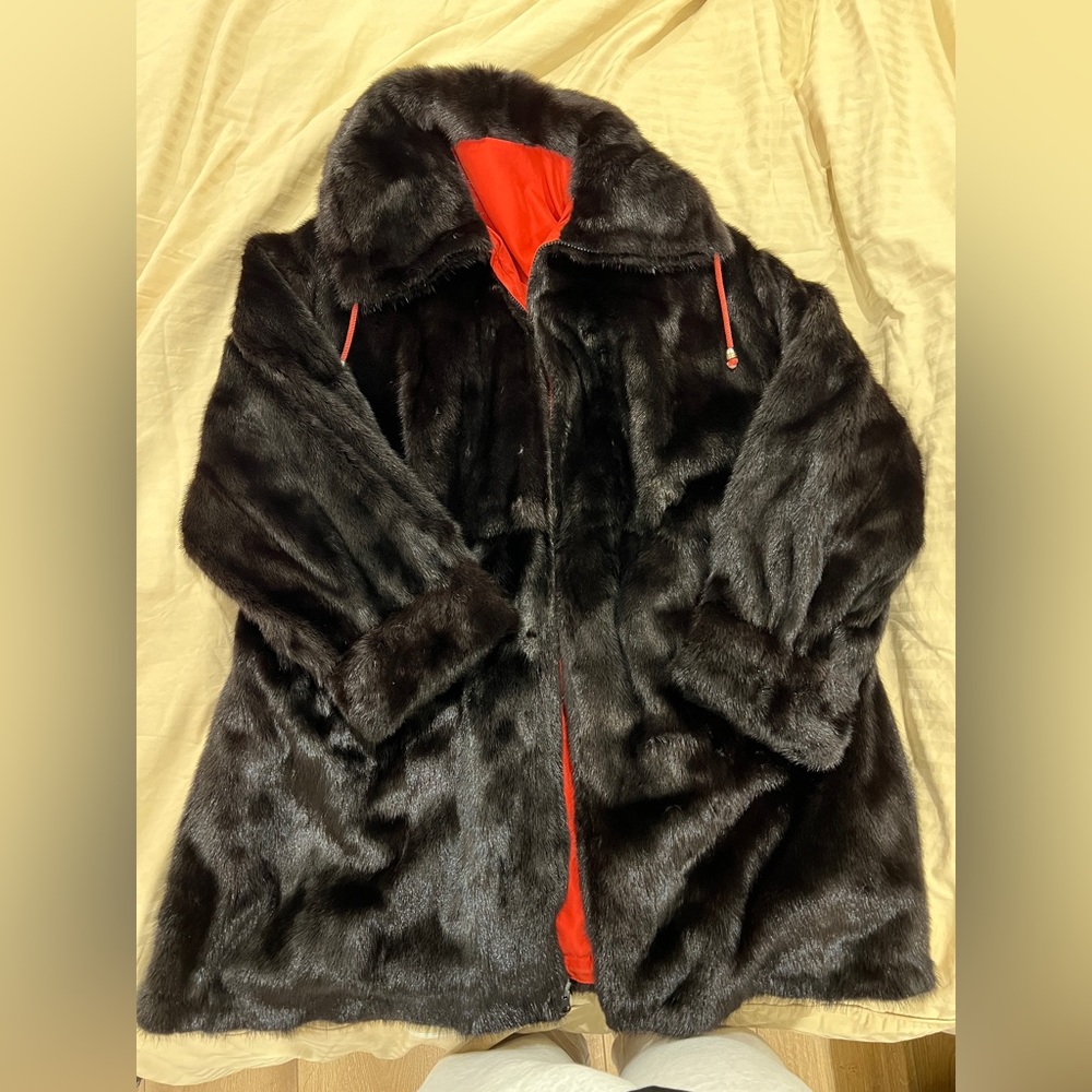 Vintage real mink fur coat oversized reversible